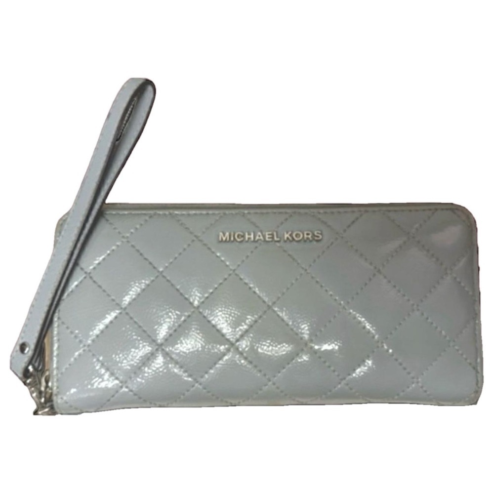 MICHAEL KORS women’s dusty blue jet set travel large continental clutch wallet